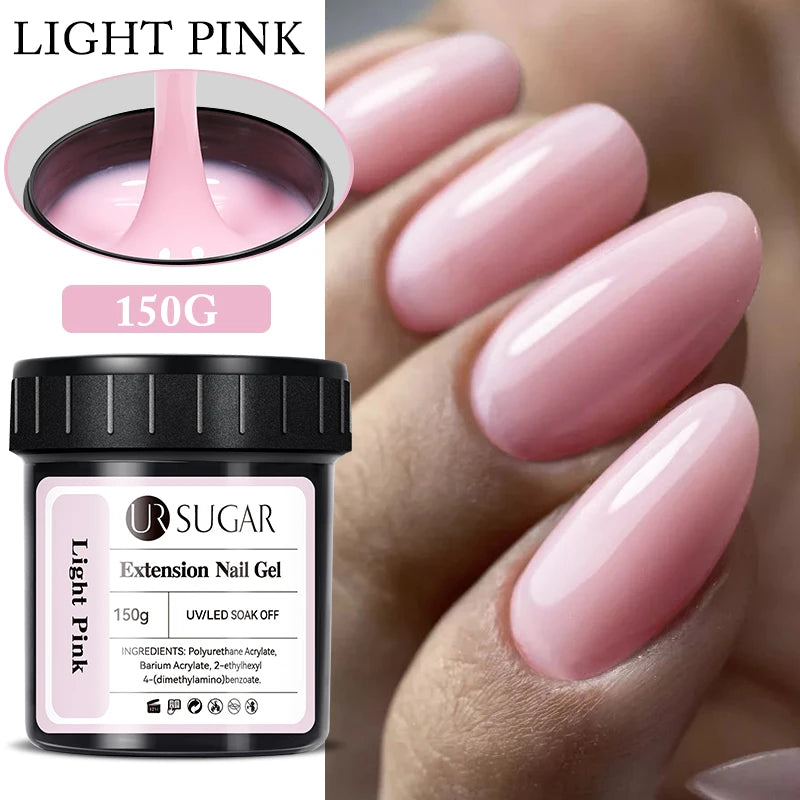 UR SUGAR 150g Transparent Nail Extension Gel Jelly White Light Pink Acrylic French Nail Art UV LED Gel Semi Permanent Manicure