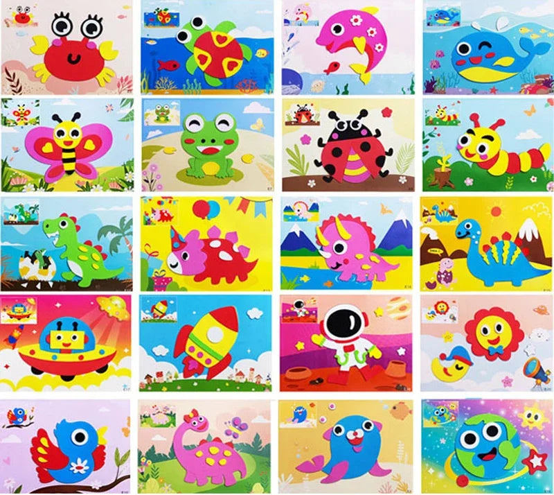 10/20pcs/lot 3D EVA Foam Sticker DIY Cartoon Animal Puzzle for Children Kids Multi-patterns Styles Toys for Children Gift