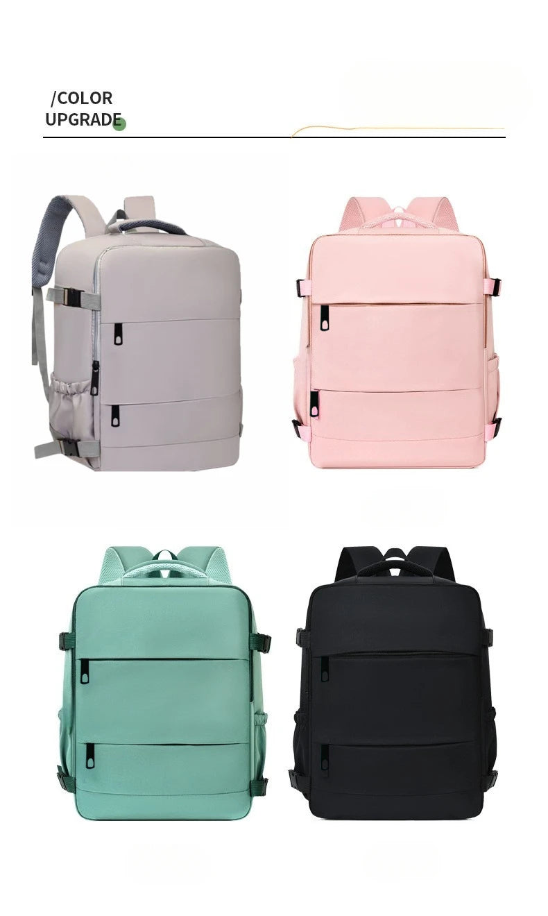 Lightweight Large Travel Backpack, Solid Color Minimalist Multifunctional Student School Bag
