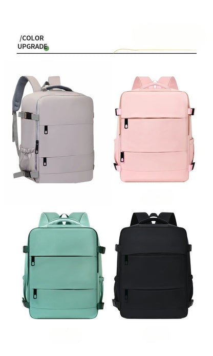 Lightweight Large Travel Backpack, Solid Color Minimalist Multifunctional Student School Bag