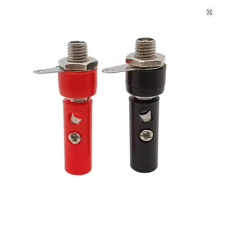10Pair Silver 4mm Banana Plug Male and Female 4mm Banana Jack Panel Mount Banana Socket Terminal Connector Adapter Red Black
