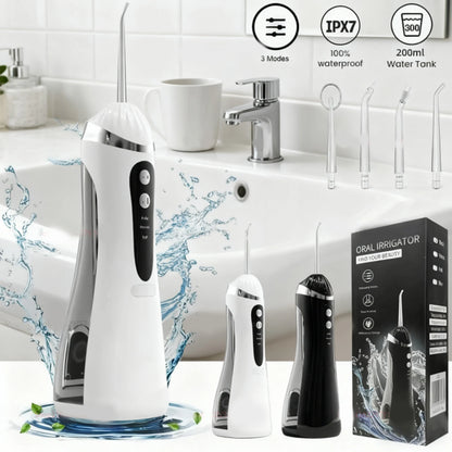 Portable Oral Irrigator 200ML Water Flosser Teeth Whitening 3 Modes Rechargeable Waterproof IP65 Dental Care Jet Floss