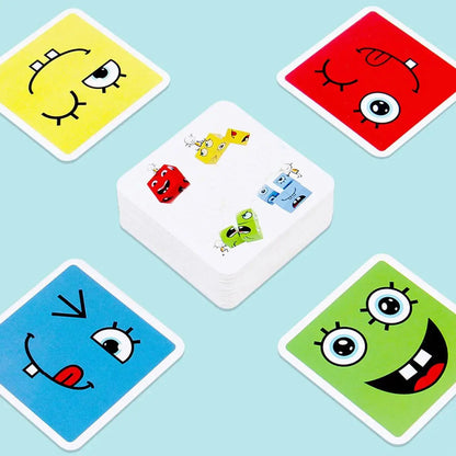 Children's Wooden Four Person Battle Face Changing Facial Expressions Magic Cube Building Blocks Wooden Interactive Games