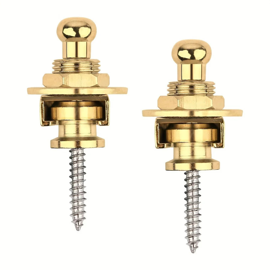 2pcs premium alloy guitar with lock strap, gold and black, safe and stylish for acoustic guitar, electric guitar and bass