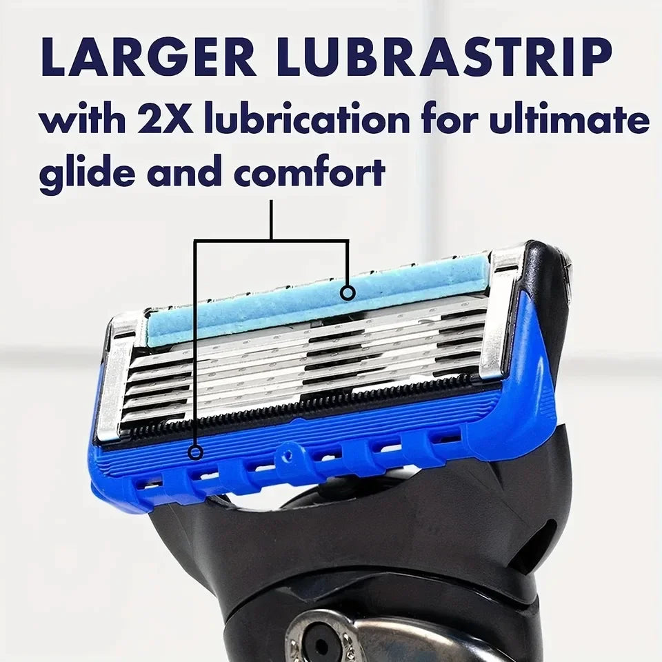 Manual Shaving For Men Replace Head Five Layer Blade Eight Comfortable Shaving Blades The Latest Blue No Skin Damage Uncharged