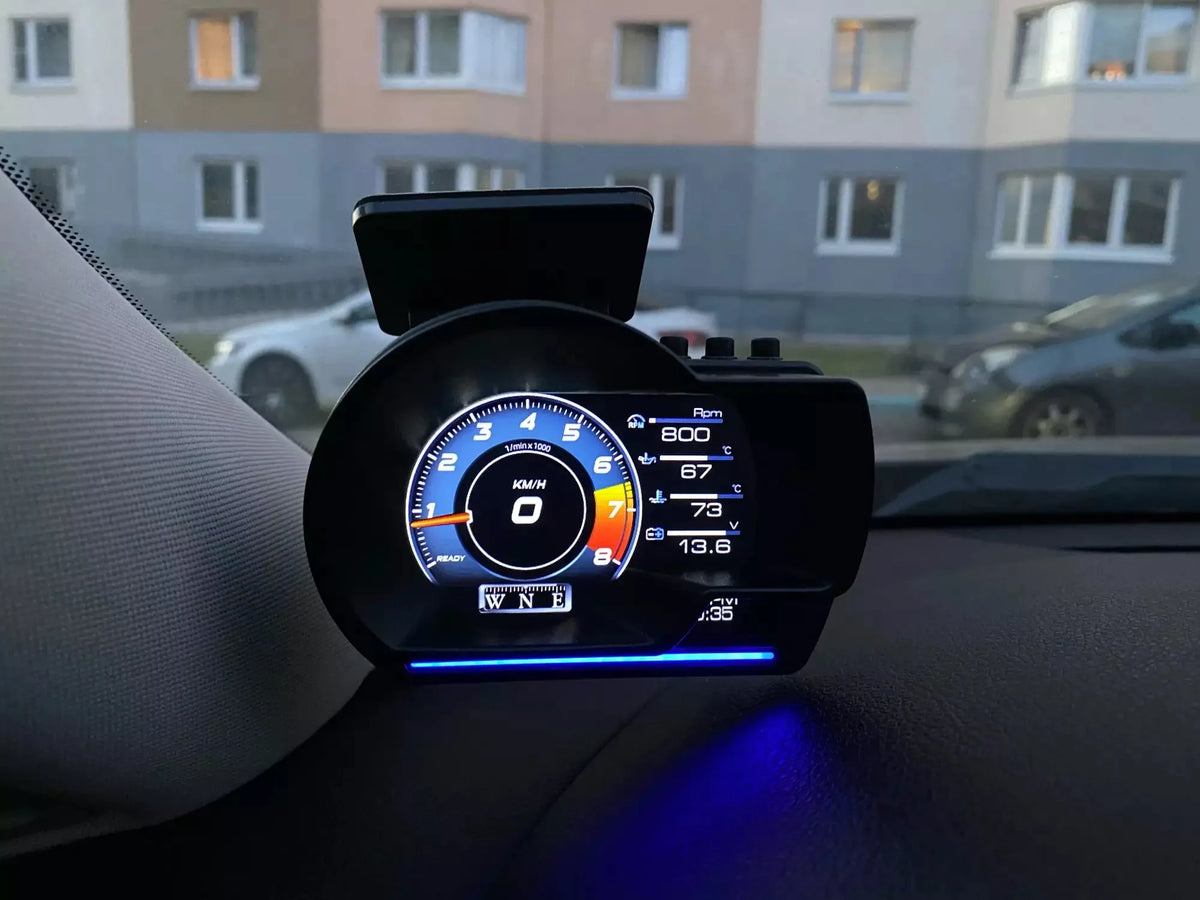 Newest A501 Car Head Up Display OBD2 Smart Car HUD Turbo Gauge Digital Odometer Security Alarm Water&Oil Temp RPM Auto Meter
