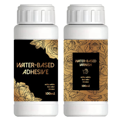 100ML/200ML Golden Foil Adhesive Kit - Water-Based Metallic Glue with Brush for Crafts, Painting & Art Projects