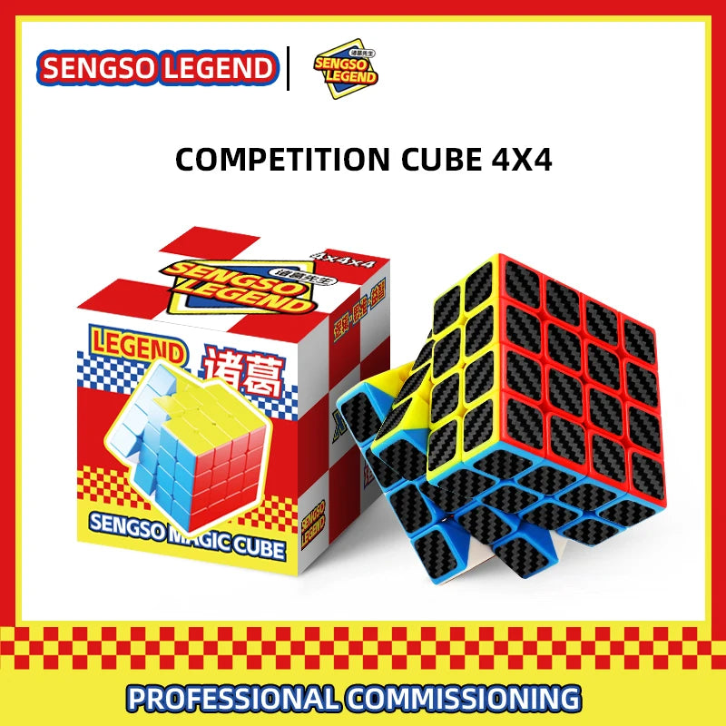 sengso Speed Cube 3x3 | Carbon Fibre Sticker Cube - Turn Smooth Cube Professional Fast Puzzle Cube for Competition Kids & Adults