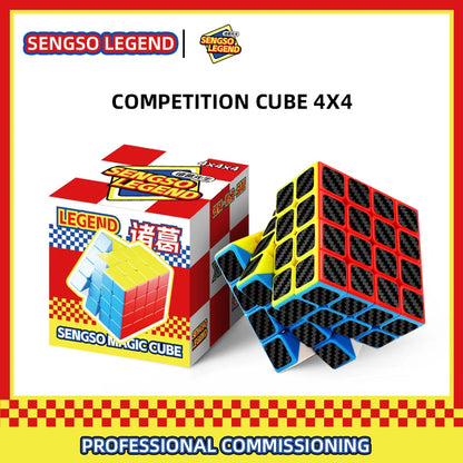 sengso Speed Cube 3x3 | Carbon Fibre Sticker Cube - Turn Smooth Cube Professional Fast Puzzle Cube for Competition Kids & Adults