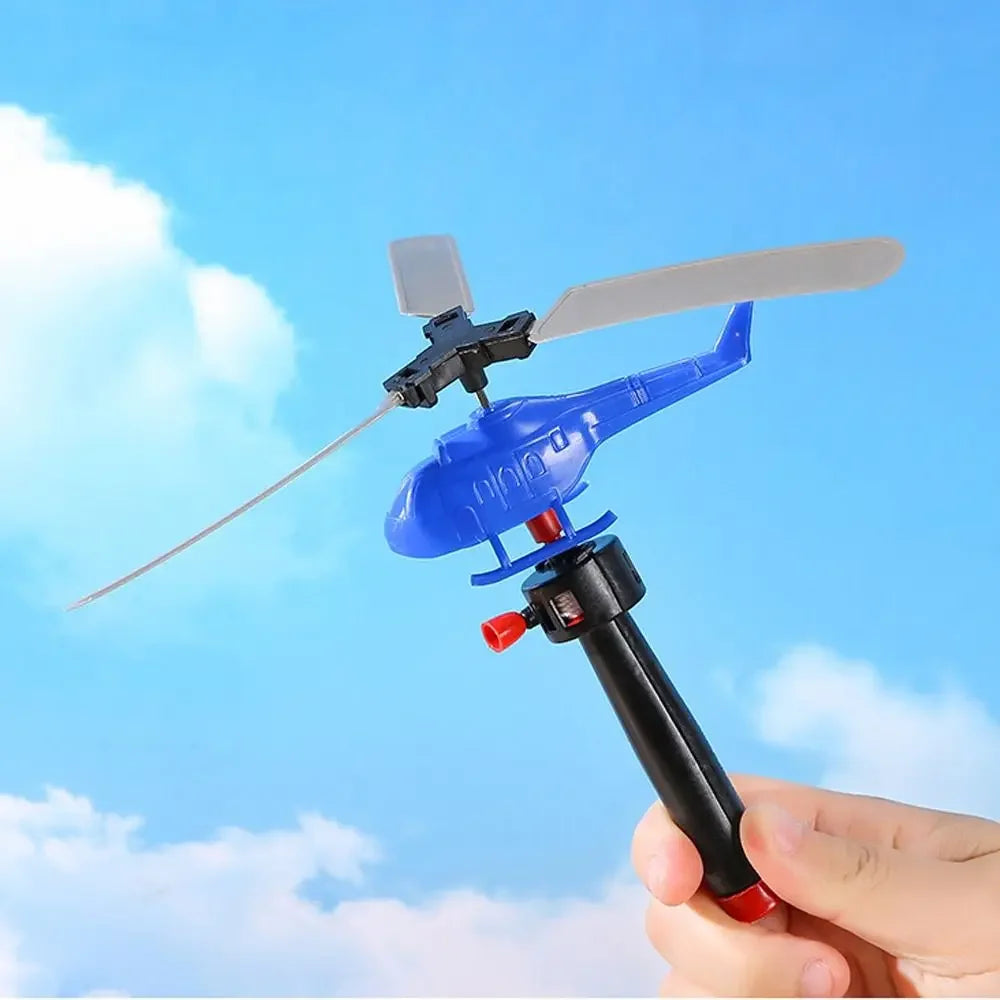 1/3/6 PCS Outdoor Sports Flying Toys Handle Pull Wire Planes Toys Flying Toy Helicopter, 360° Rotating Helicopter