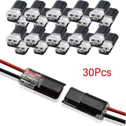 20/30/50/100 Pieces of Locking Plug-In Dual-Wire Led Connectors, 2-Pin 2-Way Universal Compact Cable Connectors