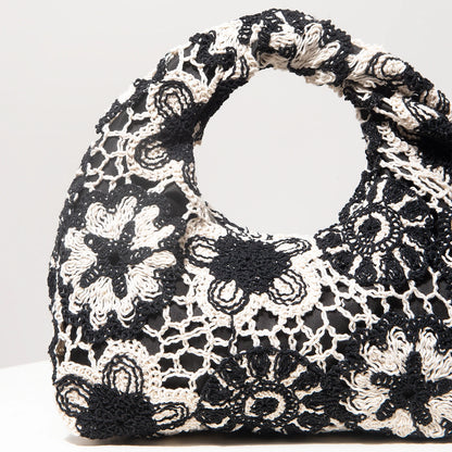 Pattern Hollow Woven Handbag，Bohemia Beach Bags for Women，Crochet Set，Beach Accessories Women，Travel Must Haves（Random Pattern）