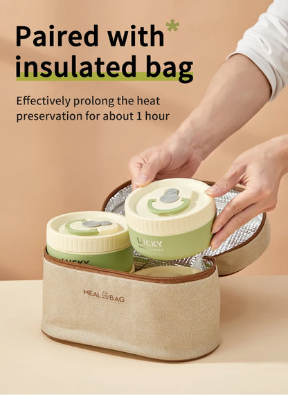 WORTHBUY Portable Sealed Thermal Lunch Box For Kids Stackable Microwave 304 Stainless Steel Bento Box Insulated Food Container