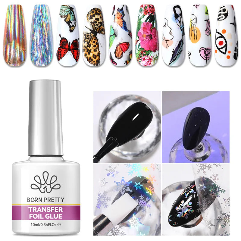 BORN PRETTY Transfer Foil Nail Gel Polish Semi-Permanant Varnish For Adhesive Sticker Nail Glue Soak Off UV LED Gel Nail Art Man