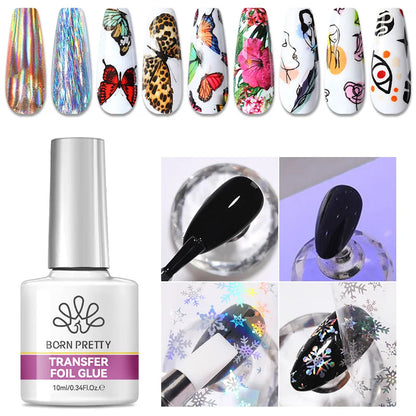 BORN PRETTY Transfer Foil Nail Gel Polish Semi-Permanant Varnish For Adhesive Sticker Nail Glue Soak Off UV LED Gel Nail Art Man