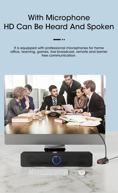 Wireless Bluetooth and PC Soundbar Wired Speaker USB Powered Soundbar for TV Pc Laptop Gaming Home Theater Surround Audio System