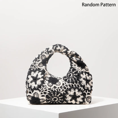 Pattern Hollow Woven Handbag，Bohemia Beach Bags for Women，Crochet Set，Beach Accessories Women，Travel Must Haves（Random Pattern）