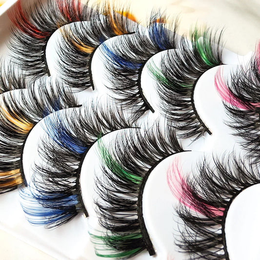 Color Eyelashes Faux Mink  Lashes Bulk Wholesale Dramatic Fluffy Colorful Lash Makeup Beauty Colored Lashes Handmade Soft