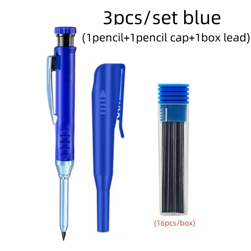 Solid Carpenter Pencils Set with 16Refills, 2.8mm Deep Hole Mechanical Pencil Marker Construction Pencils Woodworking Drafting