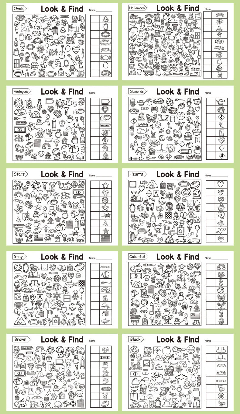 Children's Search for Items Game, Enhance Visual Perception, Fun Coloring Book, Focus and Attention, Handwriting Exercise Book