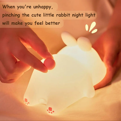 Cute Rabbit Night Light,Touch-Control Bedside Sleep Lamp,Timer, Animal Design,Ideal for Home Decor,New Year/Valentine's Day Gift