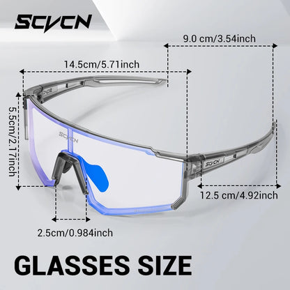 SCVCN Photochromic Sunglasses Cycling Glasses Outdoor Cycling Road Mountain Bike Glasses Men and Women Casual Hiking Windproof