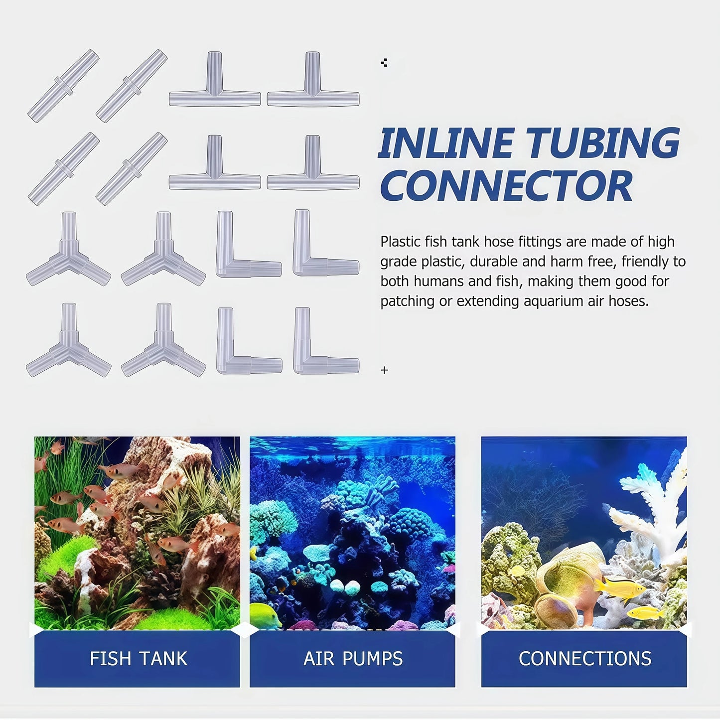 40/20 Pieces Aquarium Air Pump Connector Kit - Durable Plastic Airline Connectors, 4 Unique Designs for Fish Tank Oxygen Distrib