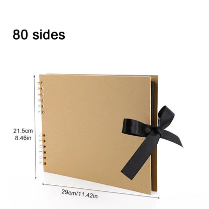 ZK20 80 Sides Black Memory Books DIY Craft Photo Albums Scrapbook Cover Kraft Album For Wedding Anniversary Gifts Memory Books