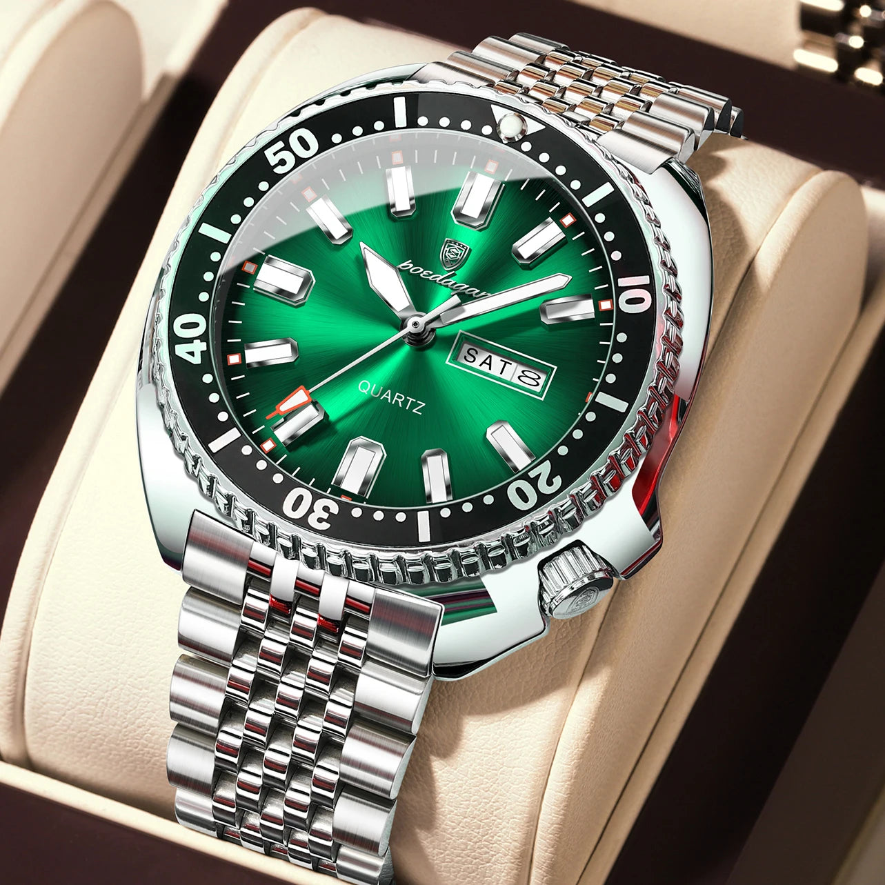 POEDAGAR Luxury Business Men Watch Date Week Waterproof Luminous Man Wristwatch Sport Stainless Steel Quartz Men's Watches Reloj