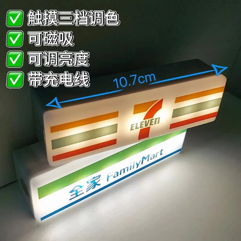 Hot Convenience Store Fridge Magnet Miniature Model Magnetic Attraction Decorate Night Light Atmosphere Light Glowing Signboard