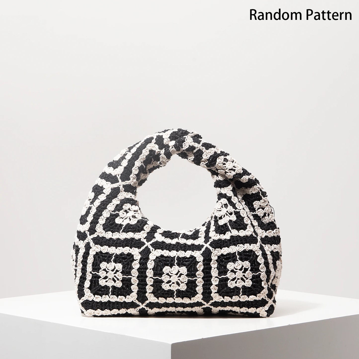 Pattern Hollow Woven Handbag，Bohemia Beach Bags for Women，Crochet Set，Beach Accessories Women，Travel Must Haves（Random Pattern）