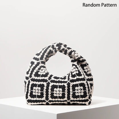Pattern Hollow Woven Handbag，Bohemia Beach Bags for Women，Crochet Set，Beach Accessories Women，Travel Must Haves（Random Pattern）