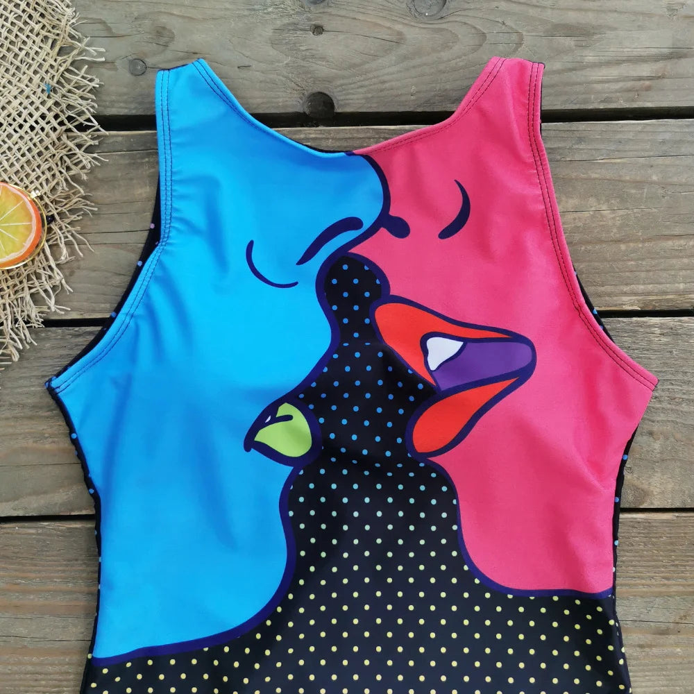 2026 New Printed One-piece Swimsuit Classic Printed Lace Up Swimsuit Women's Push Up Flower One-piece Suit Beach Wear For Female