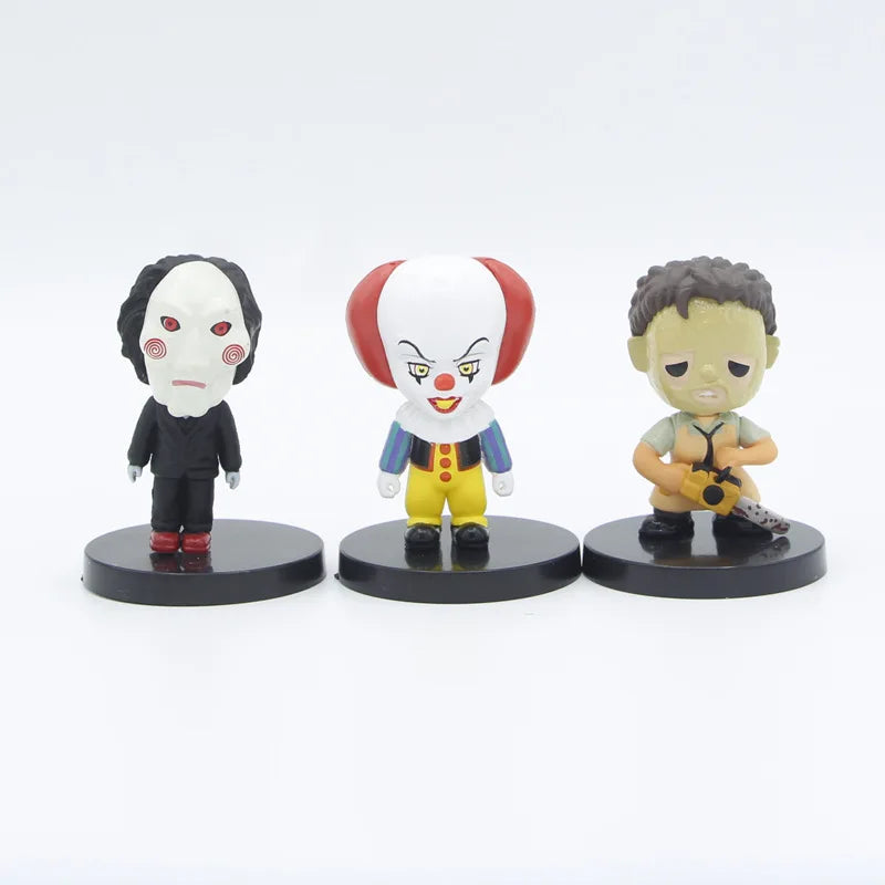 10 Pieces / Set Horror Film Series Jason Freddy Clown Action Figure Toys PVC Model Halloween Gift Vinyl Figurine Doll Gift