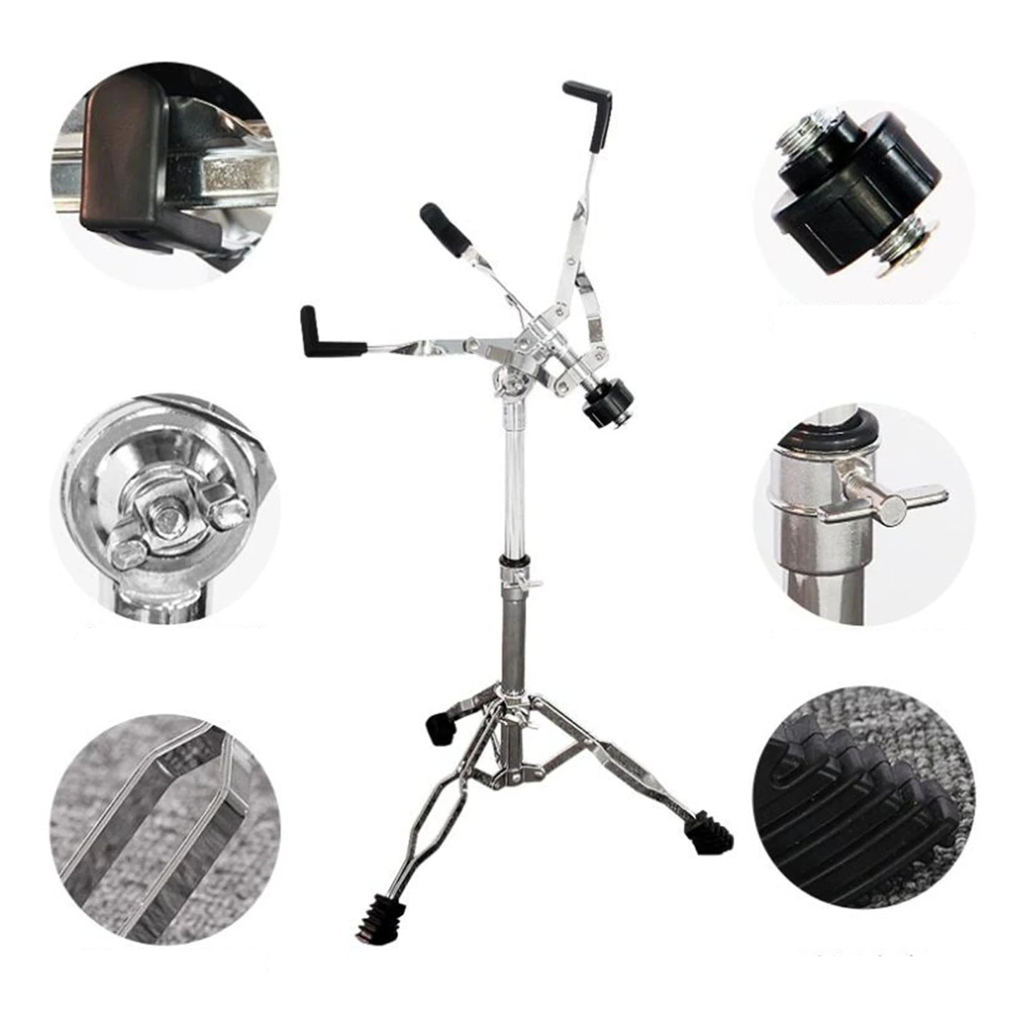 Adjustable Height Portable Snare Drum Stand - Instrument Holder Base Drum Bracket for 12'' to 14'' Diameter Drums