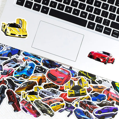 50pcs Cool Car Sticker, Racing Car Sticker and Decals for Kids, Phone Case, Guitar, Scooter, Laptop, Kettle Decoration Stickers