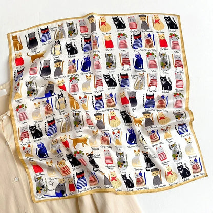 53cm Silk Printed Hijab Scarf for Women Silk Floral Print Small Scarf Fashionable and Versatile Scarf Neck Protector Hijab
