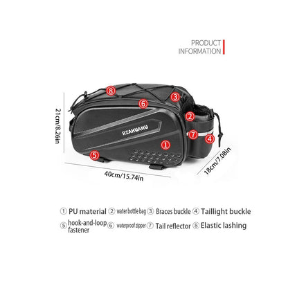 Large-capacity hard-shell rear camel bag for bicycles, waterproof rear seat shelf bag for cycling
