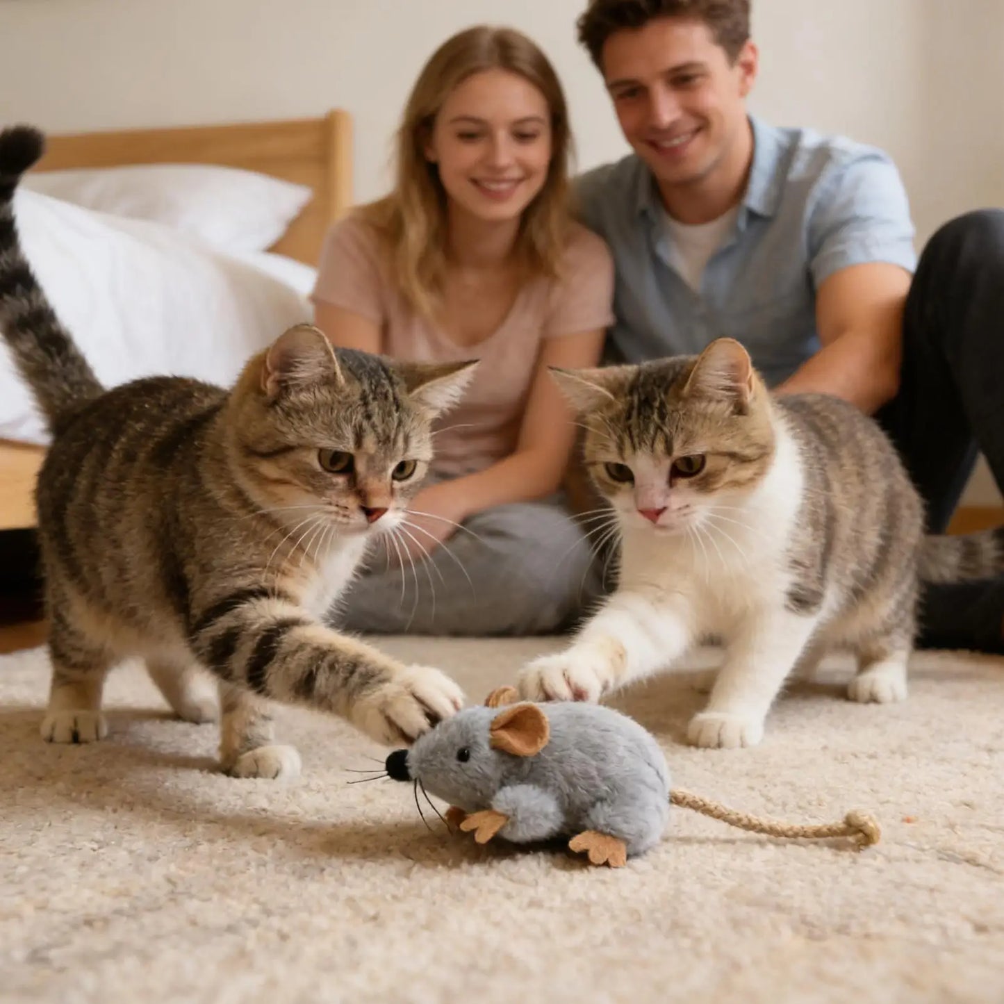 Plush Cat Toy Mouse Realistic Moving Tail with Sound Interactive Kitten Toys for Indoor Cats Hunting Game Play Pet Supplies