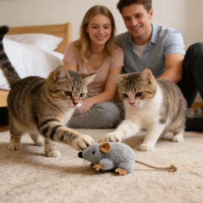 Plush Cat Toy Mouse Realistic Moving Tail with Sound Interactive Kitten Toys for Indoor Cats Hunting Game Play Pet Supplies