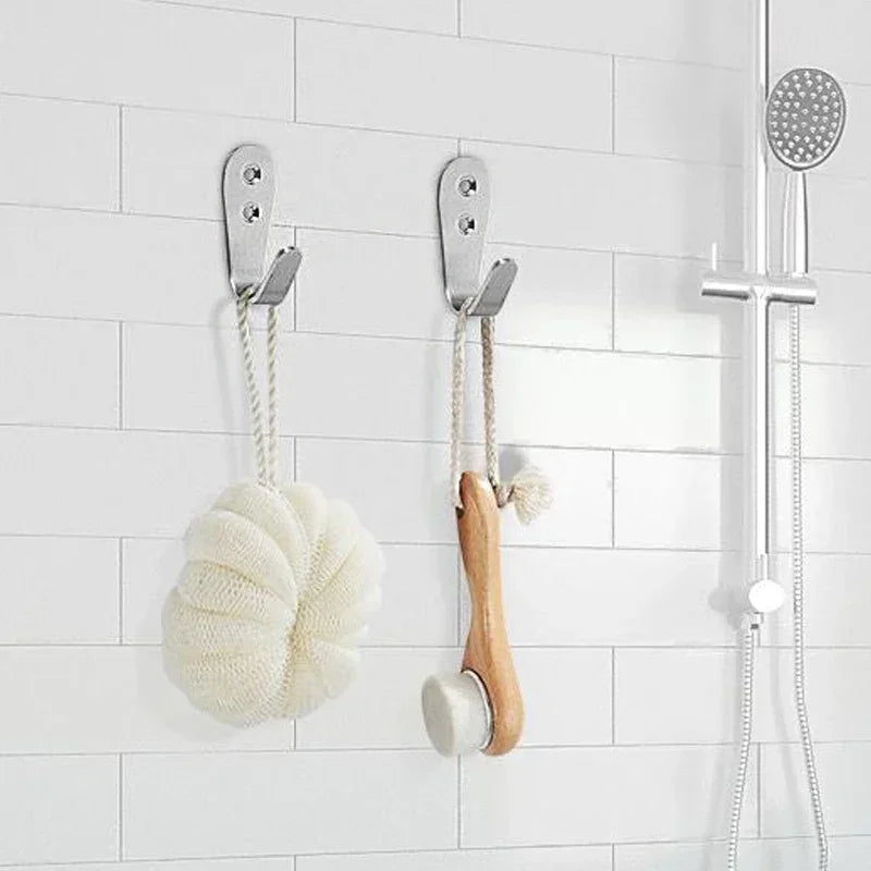 5pcs stainless steel hooks, Clothes hooks, wall-mounted J-shaped hooks, for hanging coats, hats, bathrobes, towel etc