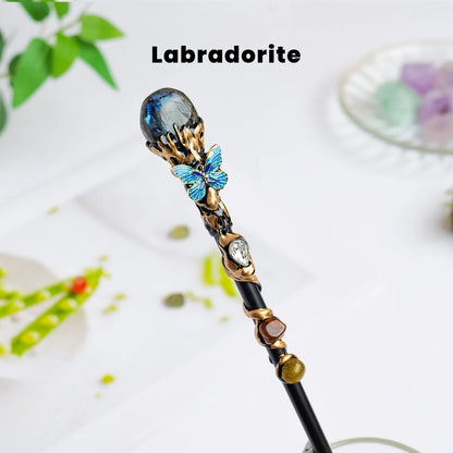 1PC Amethyst Rolling Stone Magic Scepter Natural Stones Fairy Lucky Tumble Stone Gem Scepter Decorative Fairy Magic Stick