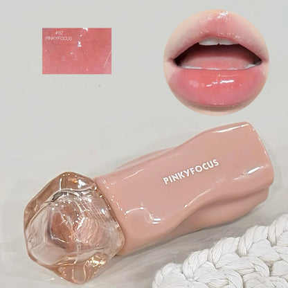 Pinkyfocus Glossy Mirror Lip Gloss Hydrating Juicy Nude Lip Tint Long Lasting Daily Natural Makeup for Spring Summer