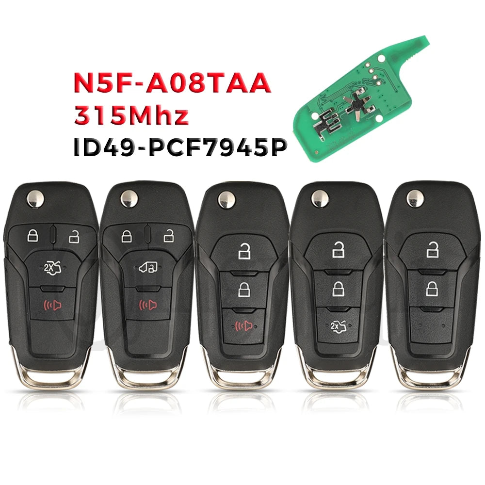 jingyuqin N5F-A08TAA Flip Remote Car Key 315MHz ID49-7945P Chip For Ford Fusion 2013-2016 Fob 2/3/4 Butttons Keyless Entry HU101