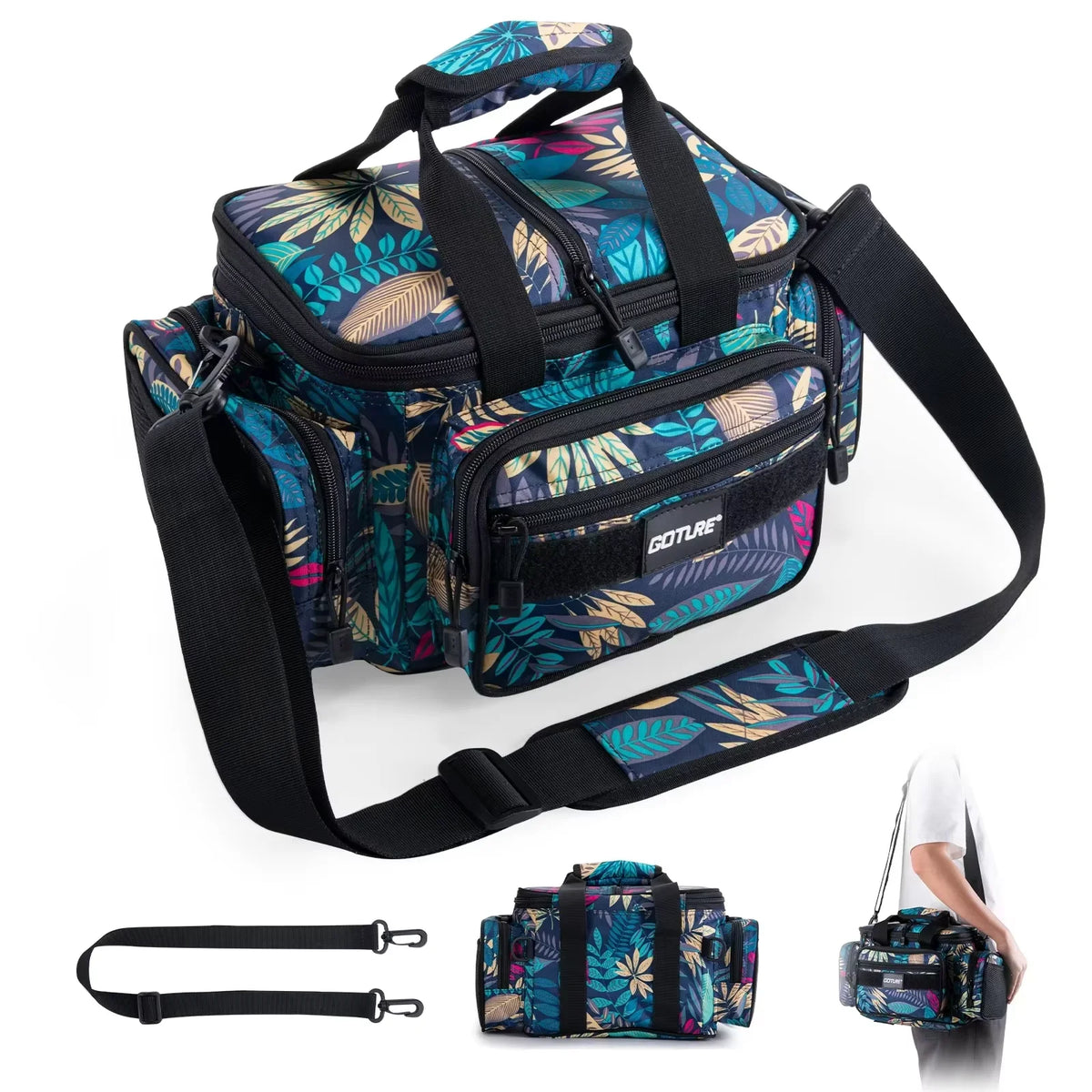 Goture Fishing Tackle Bags 38*23*19cm Shoulder Bag High Capacity 600D Oxford Cloth Outdoor Cycling Backpack Camping Picnic Bag
