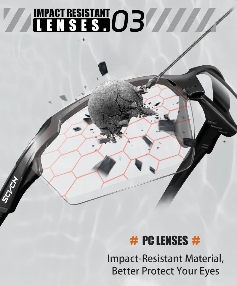 SCVCN Photochromic Cycling Sunglasses Bike Glasses Mountain Bicycle Hiking Golf UV400 Sports Glasses for Men Women Baseball