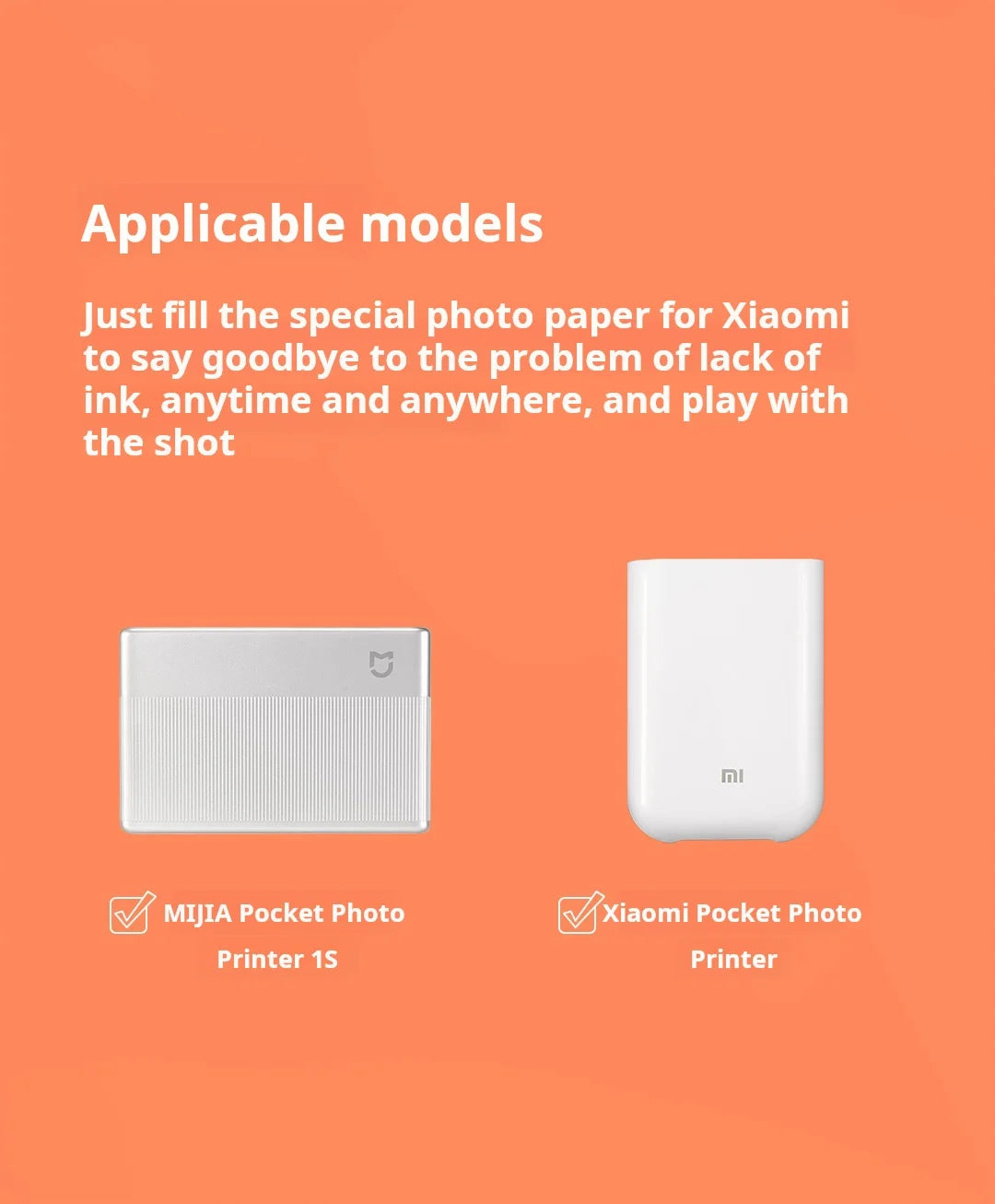 Original 100% Xiaomi ZINK Pocket Printer Paper Self-adhesive Photo Print 50pcs Sheets Xiaomi 3-inch Mini Pocket Photo Printer CN