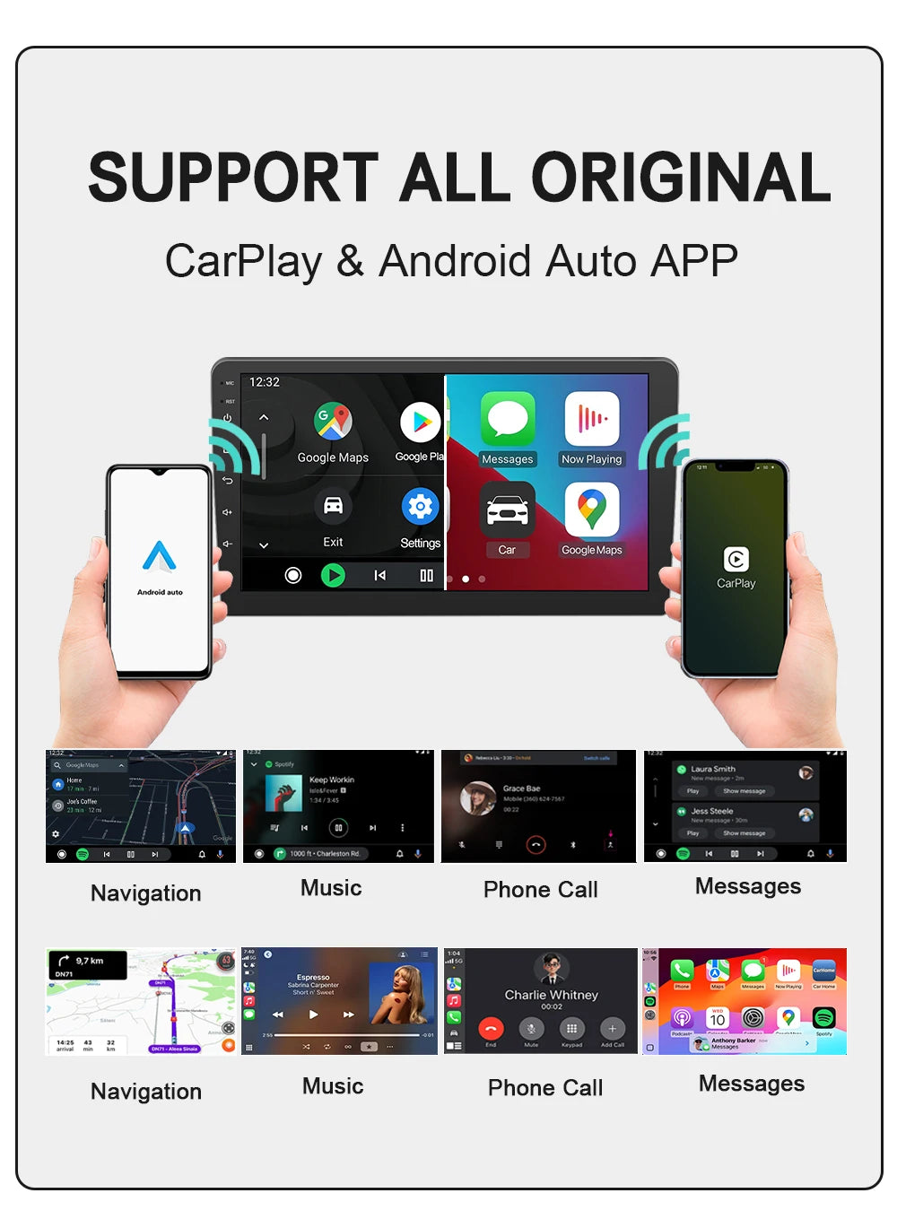 XUDA 2in1 Wireless CarPlay Adapter Android Auto AI Smart Box Car Intelligent Systems For VW Toyota Nissan Honda Ford Benz
