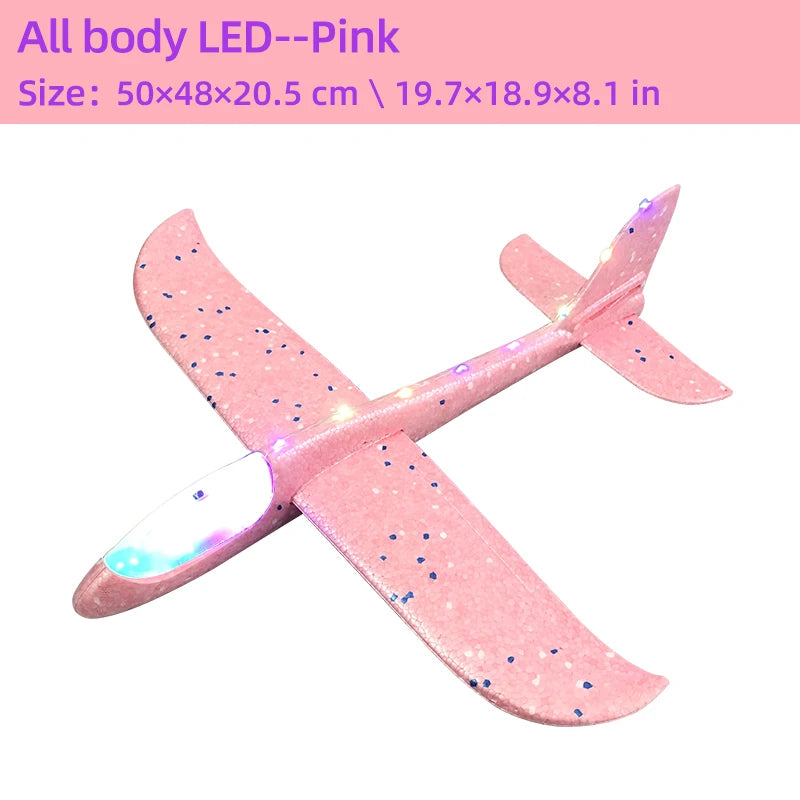 50/33CM Big Foam Plane Glider Hand Throw Airplane LED Inertial EPP Bubble Planes Outdoor Launch Kids Toys for Children Boys Gift