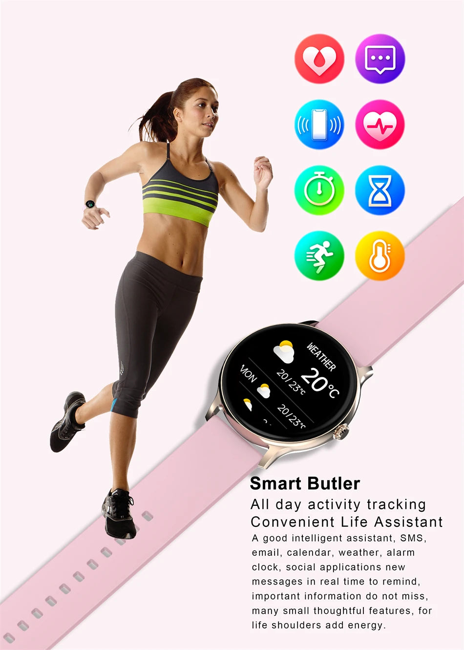 LIGE Women Smart band Watch Real-time Weather Forecast Activity Tracker Watches Heart Rate Monitor Sports Ladies Smart Watch Men